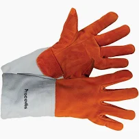 [P601520-O] Gants soudeurs orange et argent (gros) long 40cm